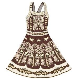 M Missoni | Jacquard Knit Dress with Gold Metallic Embroidery Size EU 40/ US 4
